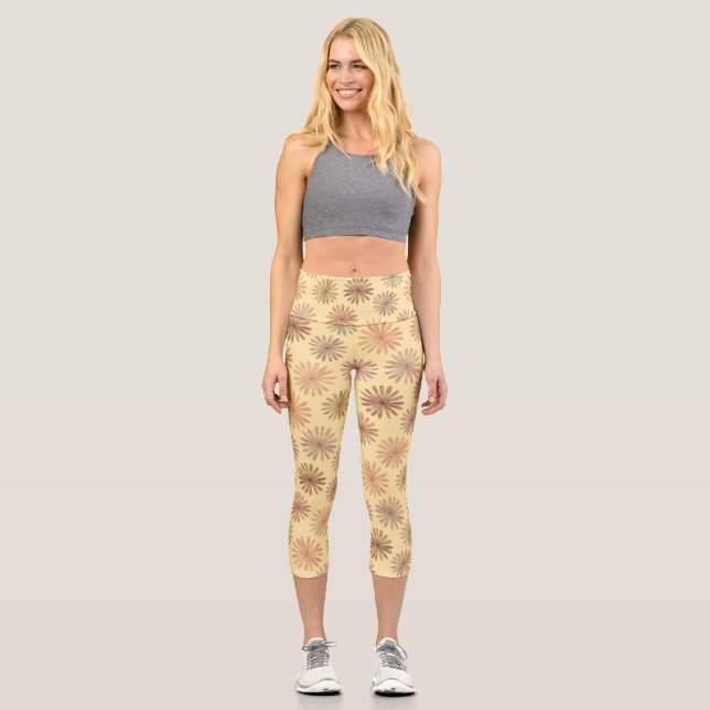 Leggings Capri con flores de acuarela (Anverso)