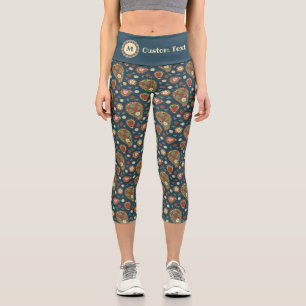 Leggings Capri con patrón de paisley de fresa