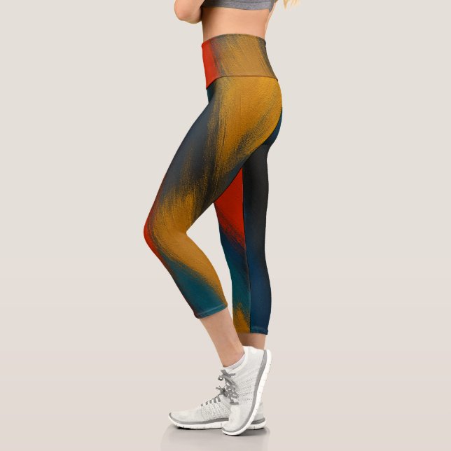 Leggings Capri Conjunto de yoga femenino con diseño artístico de  (Izquierda)