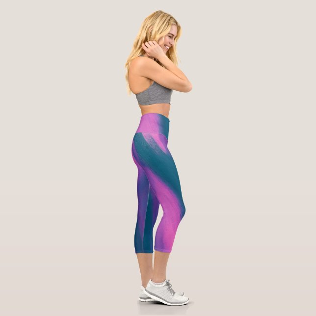 Leggings Capri Conjunto de yoga femenino con diseño artístico de  (Derecha)