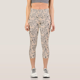 Leggings Capri Contorno de calabaza de otoño Piernas capri - Tan