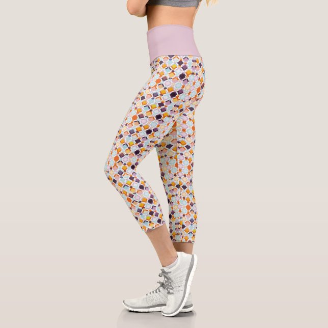 Leggings Capri Control retro vintage en pasteles (Izquierda)
