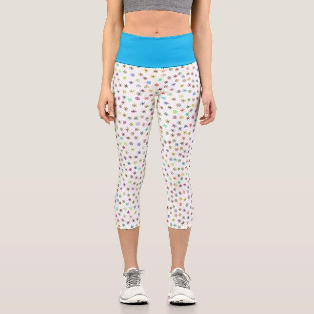 Leggings Capri Copos de nieve del arcoiris (Anverso)