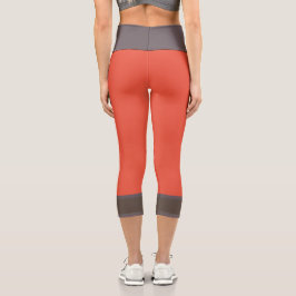 Leggings Capri Coral de color sólido elegante