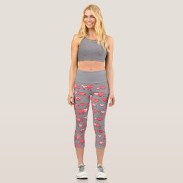 Leggings Capri Coral gris bailando corazones El día de San Valent