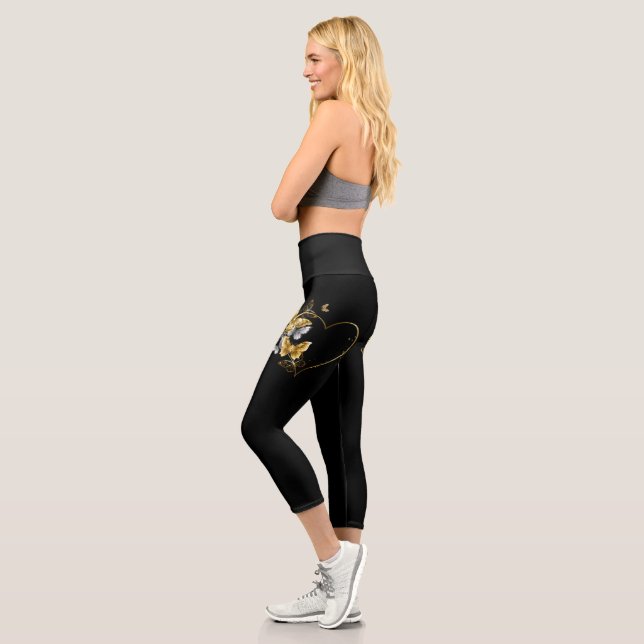 Leggings Capri Corazón con mariposas doradas (Izquierda)