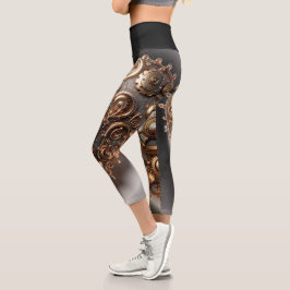 Leggings Capri Corazón del engranaje del reloj elegante Steampunk