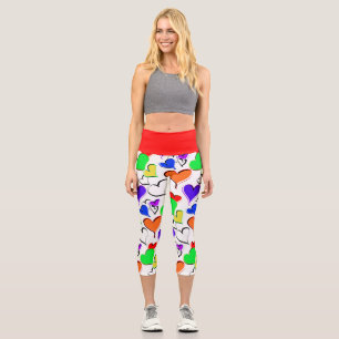 Leggings Capri Corazones Coloridos Arcoíris Divertidos