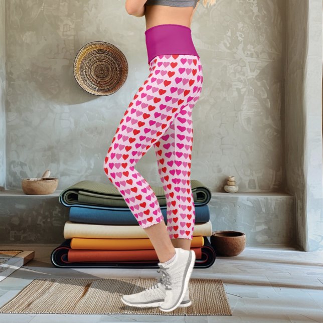 Leggings Capri Corazones de Fuchsia Rosa Rojo (Subido por el creador)