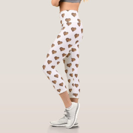 Leggings Capri Corazones de madera marrón rústica simétricos gran