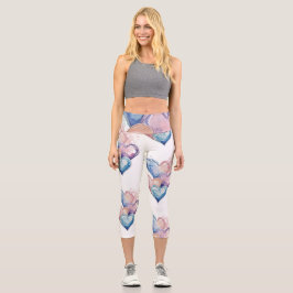 Leggings Capri Corazones Pintados con Acuarela