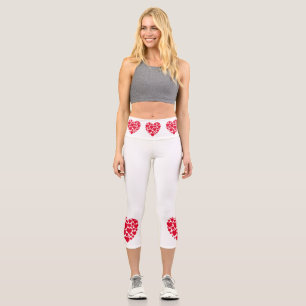 Leggings Capri Corazones rojos, piernas