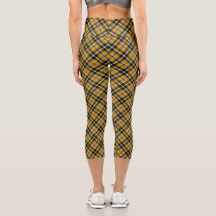 Leggings Capri Cornish National Tartan Yellow and Black Planteado