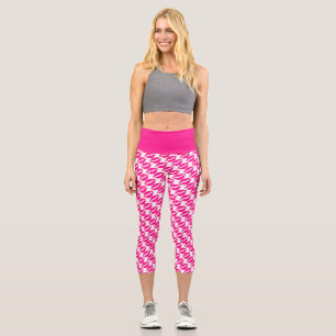 Leggings Capri Corta corbata blanca rosa patrón de besos corbata