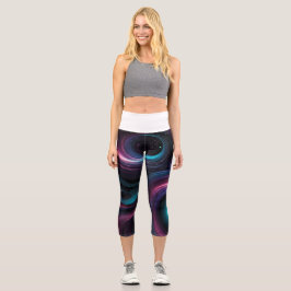 Leggings Capri 🌌 Cosmic Swirls: Galaxy-Inspired Abstract Design 