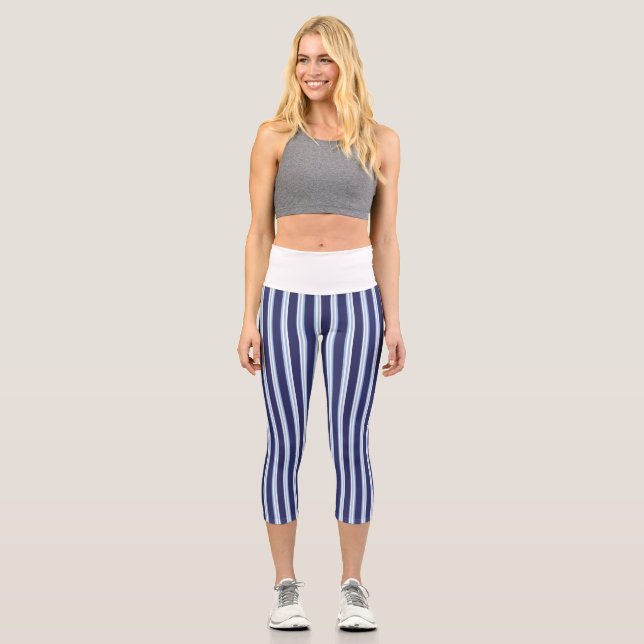 Leggings Capri costa azul/rayas náuticas (Anverso)
