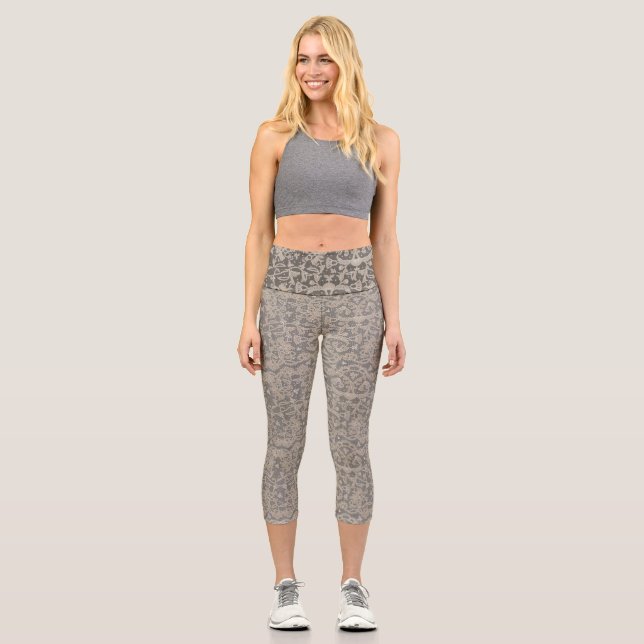 Leggings Capri Creación de bordado de crochet (Anverso)