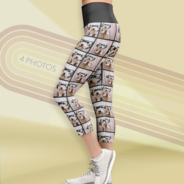 Leggings Capri Crear un Collage de fotos Personalizado con 4 foto (Custom Photo Leggings)