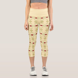Leggings Capri Crema con patrón floral