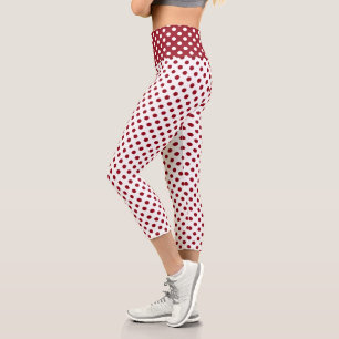 Leggings Capri Crimson Red Polka Doce Círculos