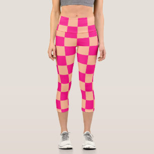 Leggings Capri Cuadrados controlados durazno retro geométrico ros