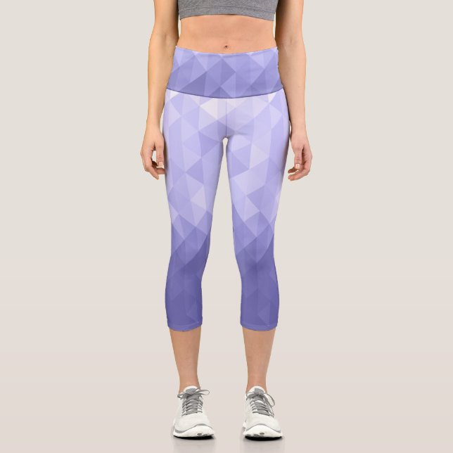 Leggings Capri Cuadrados geométricos de triángulo violeta púrpura (Anverso)