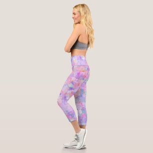 Leggings Capri Cuadrados rosa y púrpura