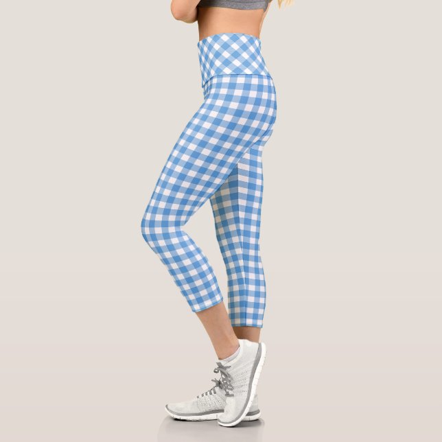 Leggings Capri Cuadro de Búfalo Azul y Blanco (Izquierda)