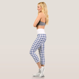Leggings Capri Cuadro náutico azul y blanco