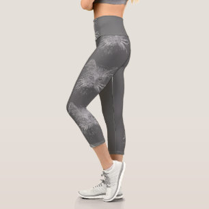 Leggings Capri Cuadros Funky Cat Kitten Eyes Face Sketch
