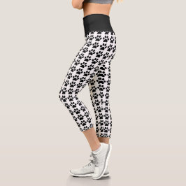 Leggings Capri Cuadros Papelera Imprimir Blanco Patrón Negro Moda