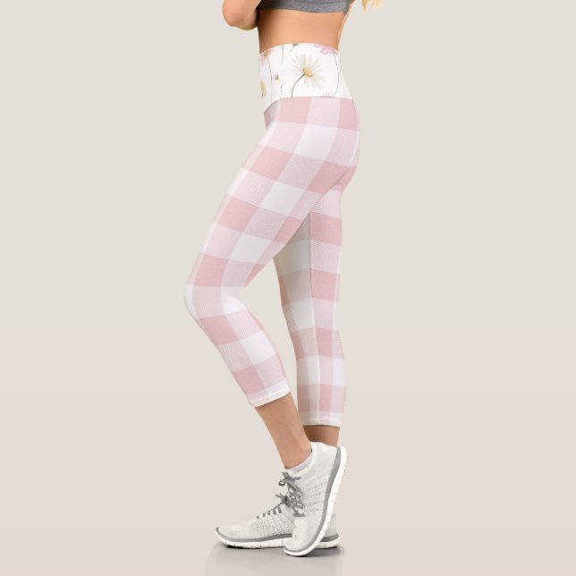 Leggings Capri Cuadros rosas y blancos (Izquierda)