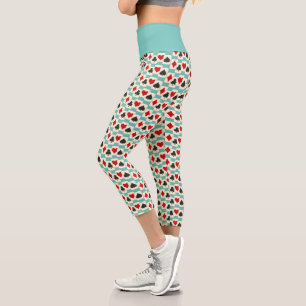 Leggings Capri Cuarteto de cartas divertidas en Aqua