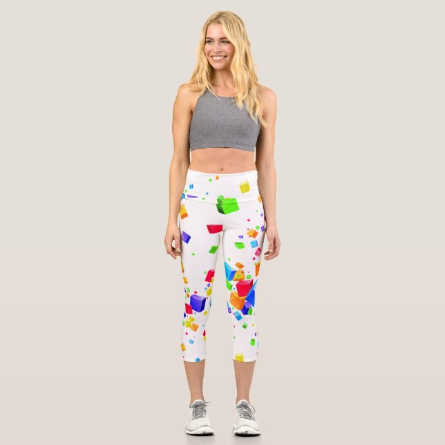 Leggings Capri Cubos coloreados 1 (Anverso)