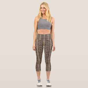 Leggings Capri Cuerina falsa beige marrón con estilo atrevido 