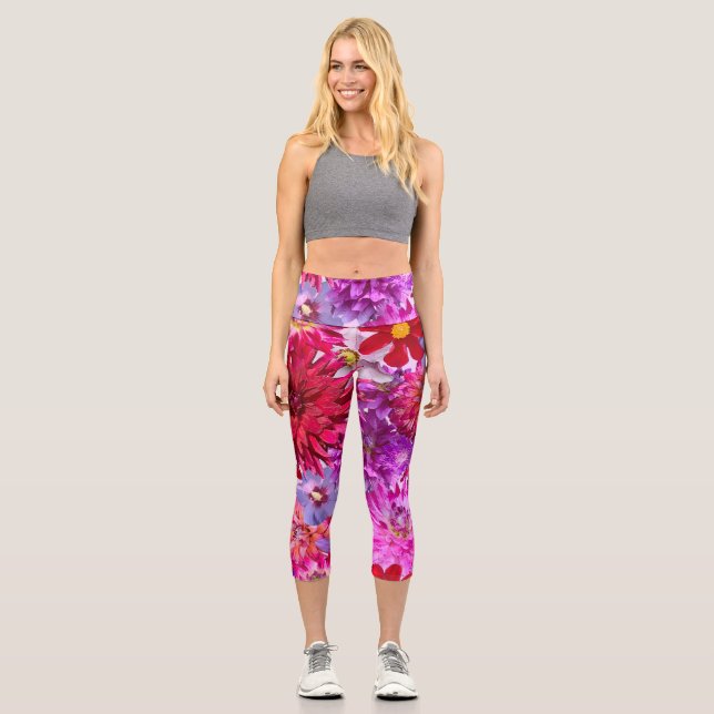 Leggings Capri Cultivo floral rosa (Anverso)