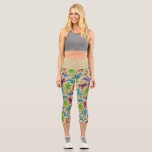Leggings Capri Cultura Mexicana Africana Patrón Tribal Primitivo