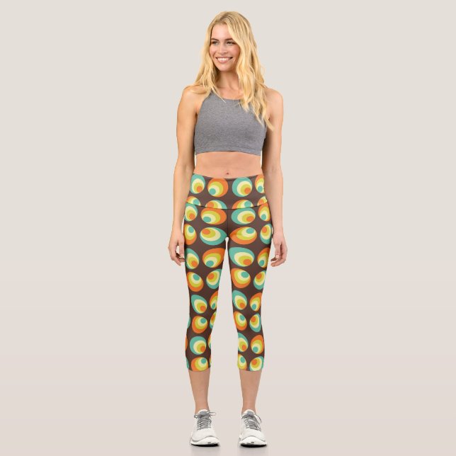 Leggings Capri Cultura pop retro de los años 60 (Anverso)