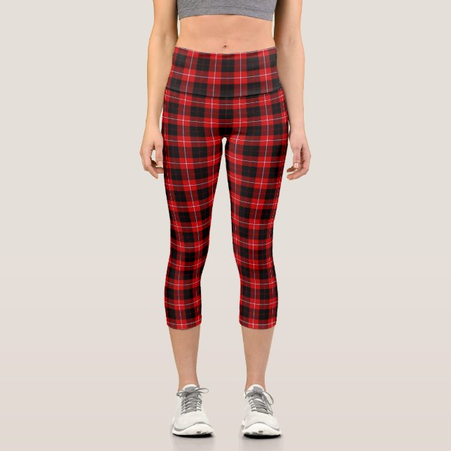 Leggings Capri Cunningham Tartán Rojo Negro Cuadros (Anverso)