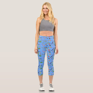 Leggings Capri Curiosas marinas criaturas personalizado ilustraci