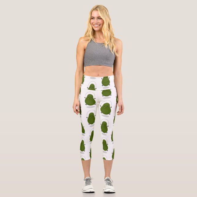 Leggings Capri Cute aguacate salto cuerda personalizado ilustraci (Anverso)