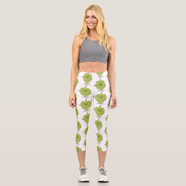 Leggings Capri Cute crema crema de manzana cherimoya personalizad (Anverso)