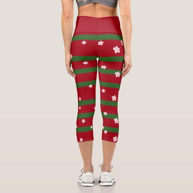 Leggings Capri Cute Daisy Flower Merry Christmas Fiesta (Reverso )