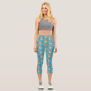 Leggings Capri Cute feliz dragón barbudo lagarto caricatura