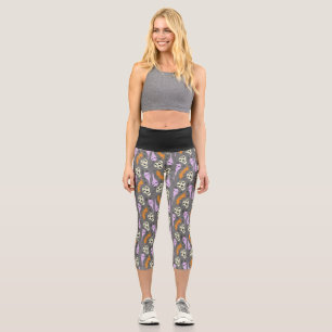 Leggings Capri Cute Halloween Fantasma Cráneo Murciélago Patrón Y