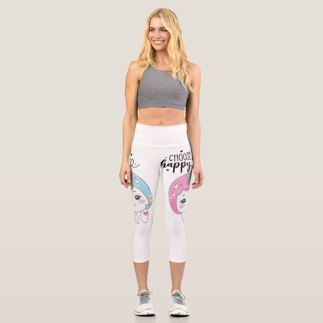 Leggings Capri Cute Kawaii “Choose Happy”  – Adorable Posi (Anverso)