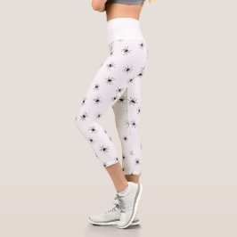 Leggings Capri Cute Patrón de Araña Negra Blanco