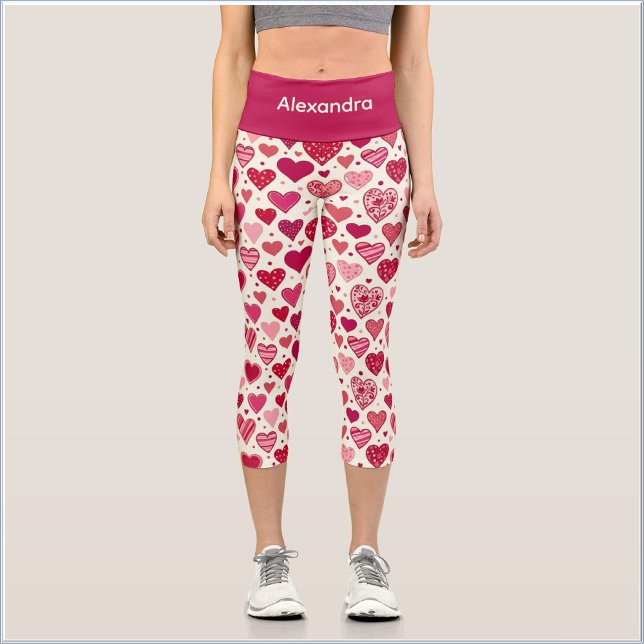 Leggings Capri Cute Sweet Red Pink Heart (Subido por el creador)