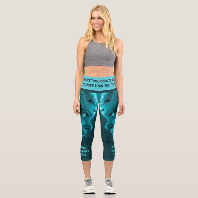 LEGGINGS CAPRI CYBORG ROBOTIC HEAD (Anverso)