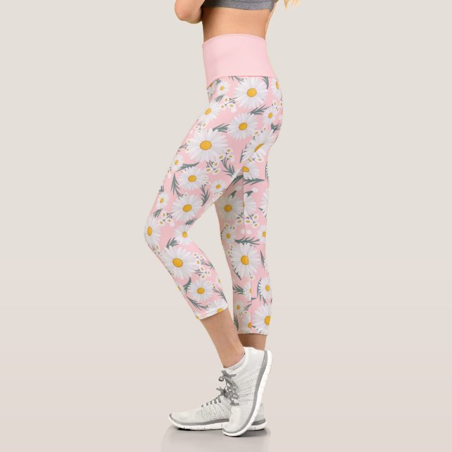 Leggings Capri Daisía Floral Blanca Y Rosa (Izquierda)
